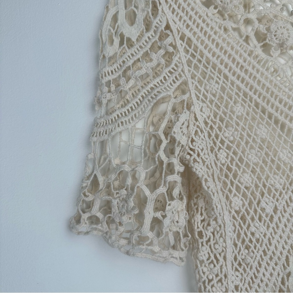 Solitaire Crochet Top Size‎ Medium Cream Boho Western Beachy Hippie - Picture 4 of 12